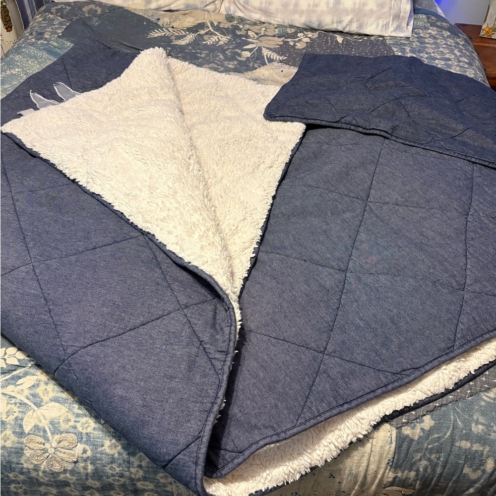 Pottery Barn Kids Denim and Sherpa Comforter/Sham - Picture 1 of 8